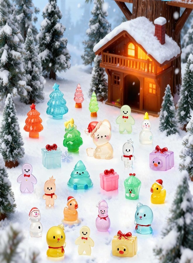 CHAMBERY 40Pcs Miniature Christmas Figurines Mini Resin Figures Glow in The Dark to Hide Xams Tree Snowman for New Year Holiday Party Favors Crafts Decorations - Image 4